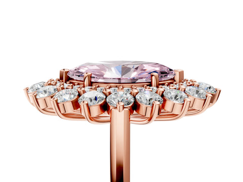 Rose gold Fancy Pink Marquise Cut Halo Cluster Diamond Ring with Pave Band and Four-Prong Setting_17
