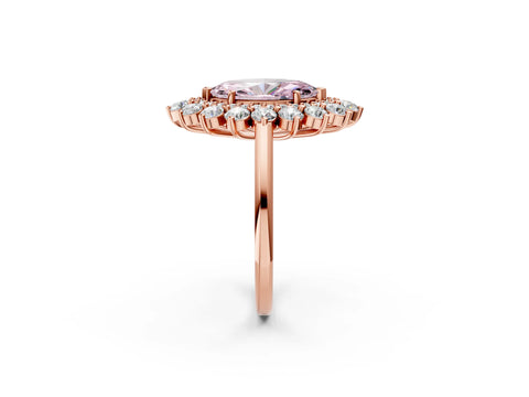 Rose gold Fancy Pink Marquise Cut Halo Cluster Diamond Ring with Pave Band and Four-Prong Setting_2