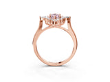 Rose gold Fancy Pink Marquise Cut Halo Diamond Cluster Ring with Marquise and Round Stones on a White Gold Band with Prong Setting_3