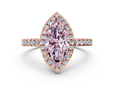 Rose gold Fancy Pink Marquise  Cut Halo Diamond Engagement Ring with Pave Band and Four-Prong Setting_28