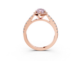 Rose gold Fancy Pink Marquise  Cut Halo Diamond Engagement Ring with Pave Band and Four-Prong Setting_31