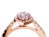 Rose gold Fancy Pink Marquise  Cut Halo Diamond Engagement Ring with Pave Band and Four-Prong Setting_32
