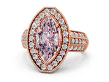 Rose gold Fancy Pink Marquise Cut Halo Diamond Engagement Ring with Pave Split Shank and Four-Prong Setting
