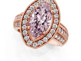 Rose gold Fancy Pink Marquise Cut Halo Diamond Engagement Ring with Pave Split Shank and Four-Prong Setting_1