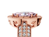 Rose gold Fancy Pink Marquise Cut Halo Diamond Engagement Ring with Pave Split Shank and Four-Prong Setting_5