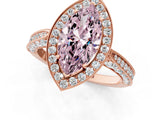 Rose gold Fancy Pink Marquise Cut Halo Diamond Engagement Ring with Split Shank Band and Four-Prong Setting_1