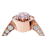 Rose gold Fancy Pink Marquise Cut Halo Diamond Engagement Ring with Split Shank Band and Four-Prong Setting_4