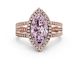 Rose gold Fancy Pink Marquise  Cut Halo Diamond Engagement Ring with Split Shank and Four-Prong Setting_20