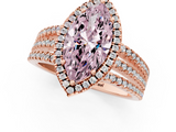 Rose gold Fancy Pink Marquise  Cut Halo Diamond Engagement Ring with Split Shank and Four-Prong Setting_21
