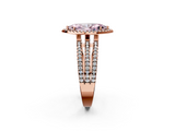 Rose gold Fancy Pink Marquise  Cut Halo Diamond Engagement Ring with Split Shank and Four-Prong Setting_22