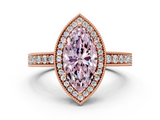 Rose gold Fancy Pink Marquise  Cut Halo Diamond Pave Band Ring with Four-Prong Setting_60