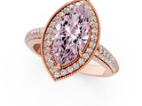 Rose gold Fancy Pink Marquise  Cut Halo Diamond Pave Band with Four-Prong Setting_38