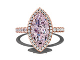 Rose gold Fancy Pink Marquise Cut Halo Diamond Pave Band with Prong Setting