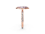 Rose gold Fancy Pink Marquise Cut Halo Diamond Pave Band with Prong Setting_2