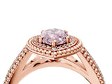 Rose gold Fancy Pink Marquise Cut Halo Diamond Ring with Beaded Split Shank and Four-Prong Setting_4