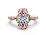 Rose gold Fancy Pink Marquise  Cut Halo Diamond Ring with Channel Set Band and Four-Prong Setting_32