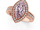 Rose gold Fancy Pink Marquise  Cut Halo Diamond Ring with Pavé Band and Four-Prong Setting_70