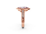 Rose gold Fancy Pink Marquise  Cut Halo Diamond Ring with Pavé Band and Four-Prong Setting_71
