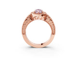 Rose gold Fancy Pink Marquise  Cut Halo Diamond Ring with Pavé Band and Four-Prong Setting_72