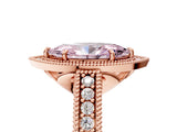 Rose gold Fancy Pink Marquise  Cut Halo Diamond Ring with Pavé Band and Four-Prong Setting_74