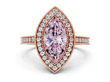 Rose gold Fancy Pink Marquise  Cut Halo Diamond Ring with Pavé Band and Milgrain Prong Setting_33