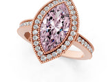 Rose gold Fancy Pink Marquise  Cut Halo Diamond Ring with Pavé Band and Milgrain Prong Setting_34