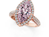 Rose gold Fancy Pink Marquise Cut Halo Diamond Ring with Pavé Band_1