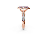Rose gold Fancy Pink Marquise Cut Halo Diamond Ring with Pavé Band_2