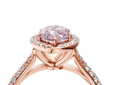 Rose gold Fancy Pink Marquise Cut Halo Diamond Ring with Pavé Band_4
