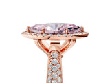 Rose gold Fancy Pink Marquise Cut Halo Diamond Ring with Pavé Band_5