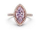 Rose gold Fancy Pink Marquise  Cut Halo Diamond Ring with Pave Band and Four-Prong Setting_24