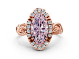 Rose gold Fancy Pink Marquise  Cut Halo Diamond Ring with Scrollwork Band and Four-Prong Setting_100