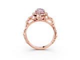 Rose gold Fancy Pink Marquise  Cut Halo Diamond Ring with Scrollwork Band and Four-Prong Setting_103