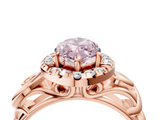 Rose gold Fancy Pink Marquise  Cut Halo Diamond Ring with Scrollwork Band and Four-Prong Setting_104