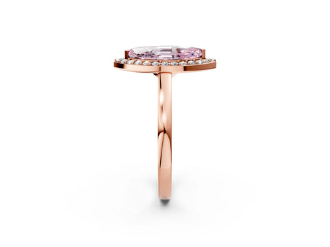 Rose gold Fancy Pink Marquise Cut Halo Diamond Ring with Solitaire Band and Prong Setting_2