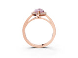 Rose gold Fancy Pink Marquise Cut Halo Diamond Ring with Solitaire Band and Prong Setting_3