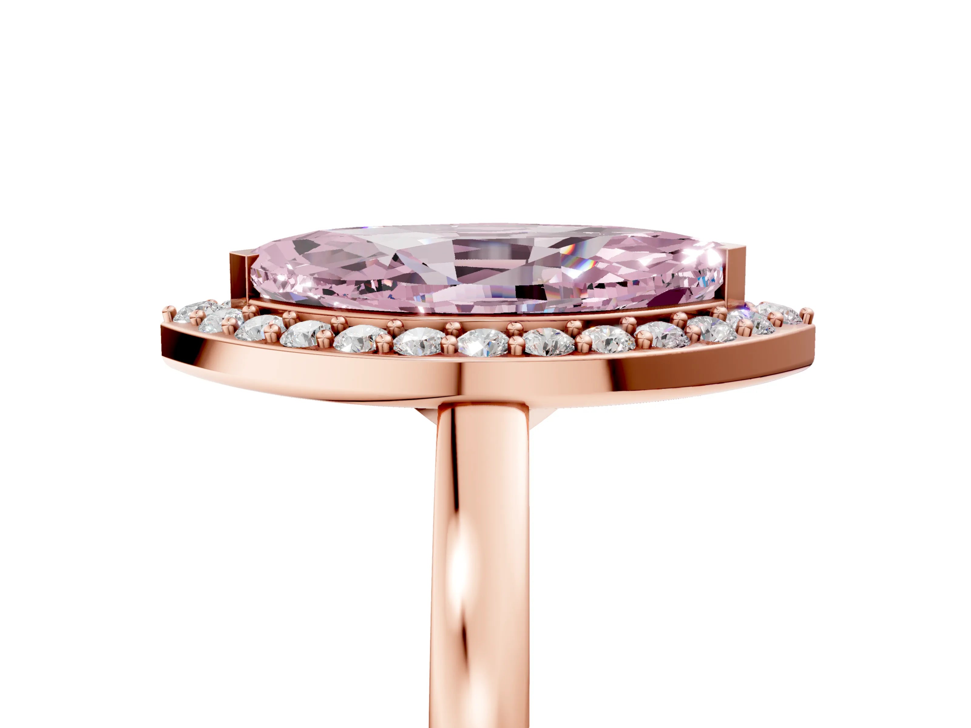 Rose gold Fancy Pink Marquise Cut Halo Diamond Ring with Solitaire Band and Prong Setting_5
