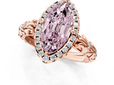 Rose gold Fancy Pink Marquise Cut Halo Diamond Solitaire with Filigree Band and Four-Prong Setting_1