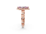 Rose gold Fancy Pink Marquise Cut Halo Diamond Solitaire with Filigree Band and Four-Prong Setting_2