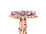 Rose gold Fancy Pink Marquise Cut Halo Diamond Solitaire with Filigree Band and Four-Prong Setting_5
