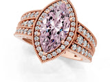 Rose gold Fancy Pink Marquise Cut Halo Diamond Split Shank Ring with Prong Setting_1