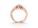 Rose gold Fancy Pink Marquise Cut Halo Diamond Split Shank Ring with Prong Setting_3