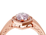 Rose gold Fancy Pink Marquise Cut Halo Diamond Split Shank Ring with Prong Setting_4