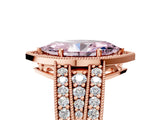 Rose gold Fancy Pink Marquise Cut Halo Diamond Split Shank Ring with Prong Setting_5