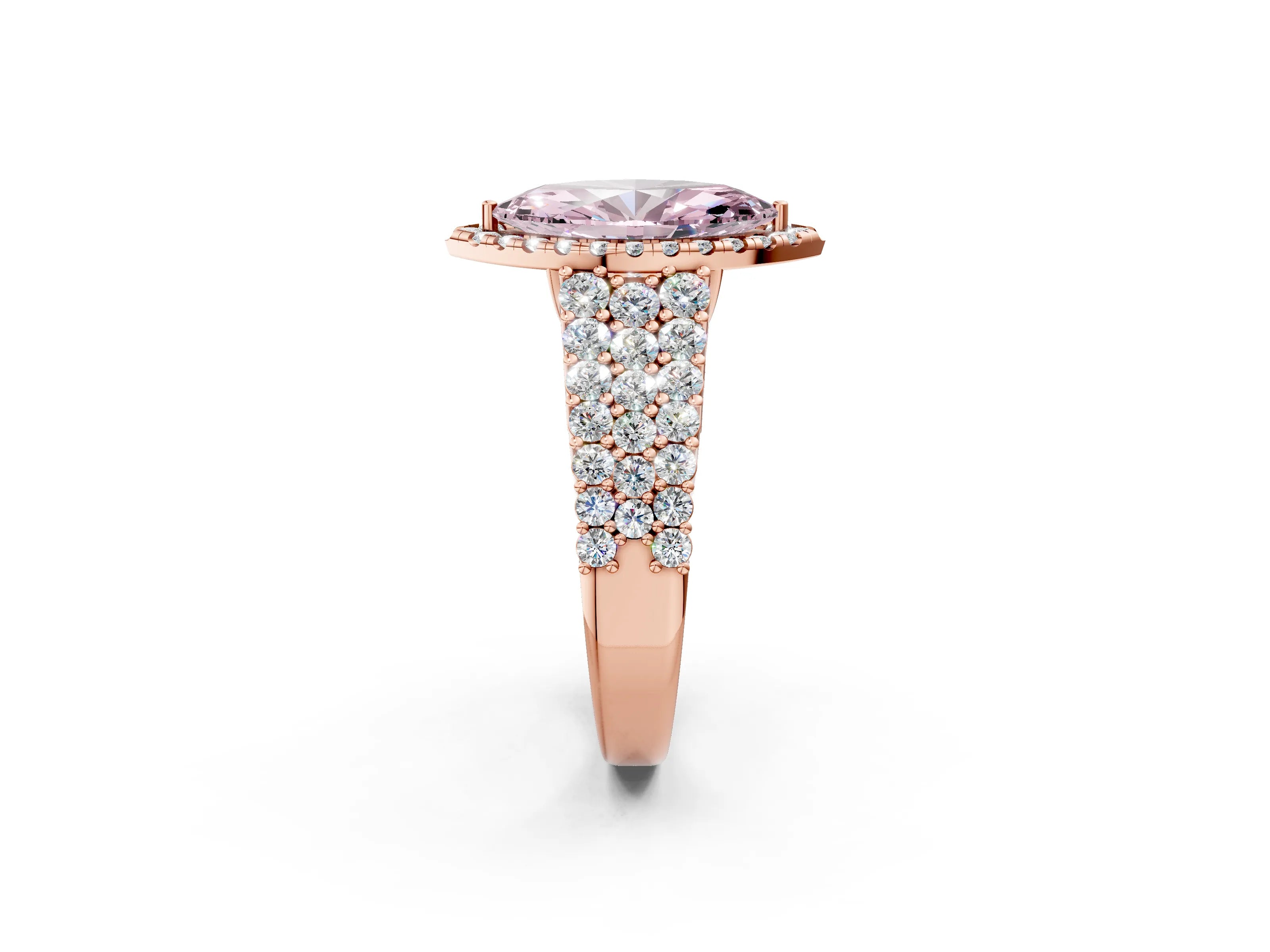 Rose gold Fancy Pink Marquise Cut Halo Pavé Diamond Engagement Ring with Split Shank and Four-Prong Setting_5
