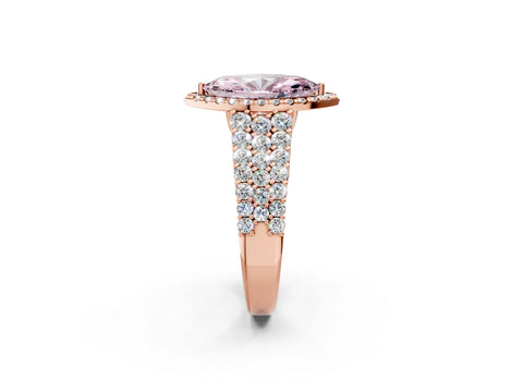 Rose gold Fancy Pink Marquise Cut Halo Pavé Diamond Engagement Ring with Split Shank and Four-Prong Setting_5