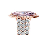 Rose gold Fancy Pink Marquise Cut Halo Pavé Diamond Engagement Ring with Split Shank and Four-Prong Setting_8
