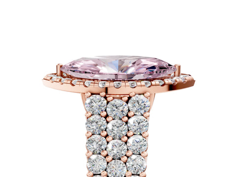 Rose gold Fancy Pink Marquise Cut Halo Pavé Diamond Engagement Ring with Split Shank and Four-Prong Setting_8