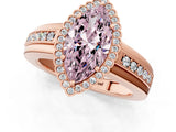Rose gold Fancy Pink Marquise  Cut Halo Pave Band Four-Prong Ring_50