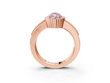 Rose gold Fancy Pink Marquise  Cut Halo Pave Band Four-Prong Ring_52